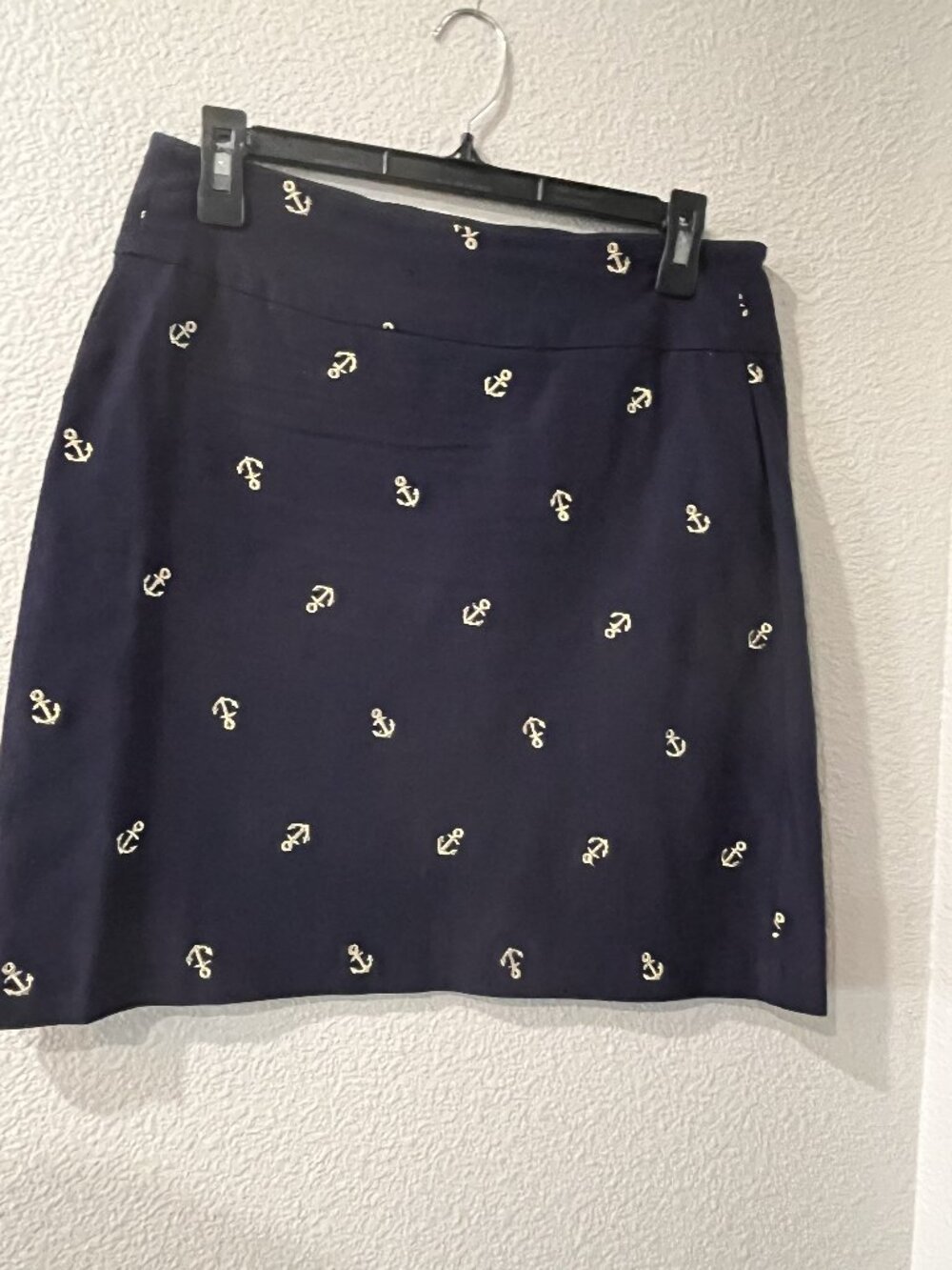 LuLu-B Pull-on Skirt. Navy Blue with gold anchors.